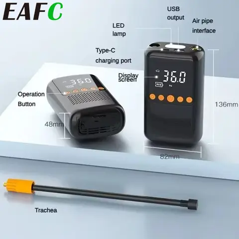 EAFC 휴대용 무선 전기 공기 펌프, 자동차 오토바이 자전거용, 4000mAh 압축기