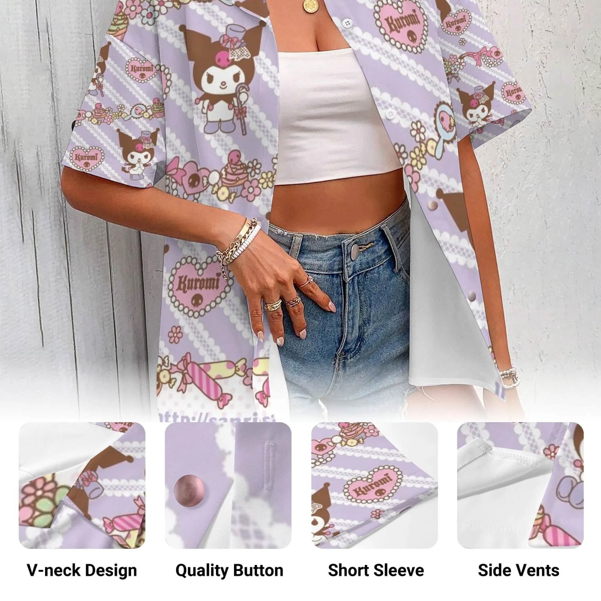 Camisa kuromi para crianças comentários coreanos muitas roupas kuromi camisas gráficas t shir camiseta feminina roupas femininas y2k mulher meninas n