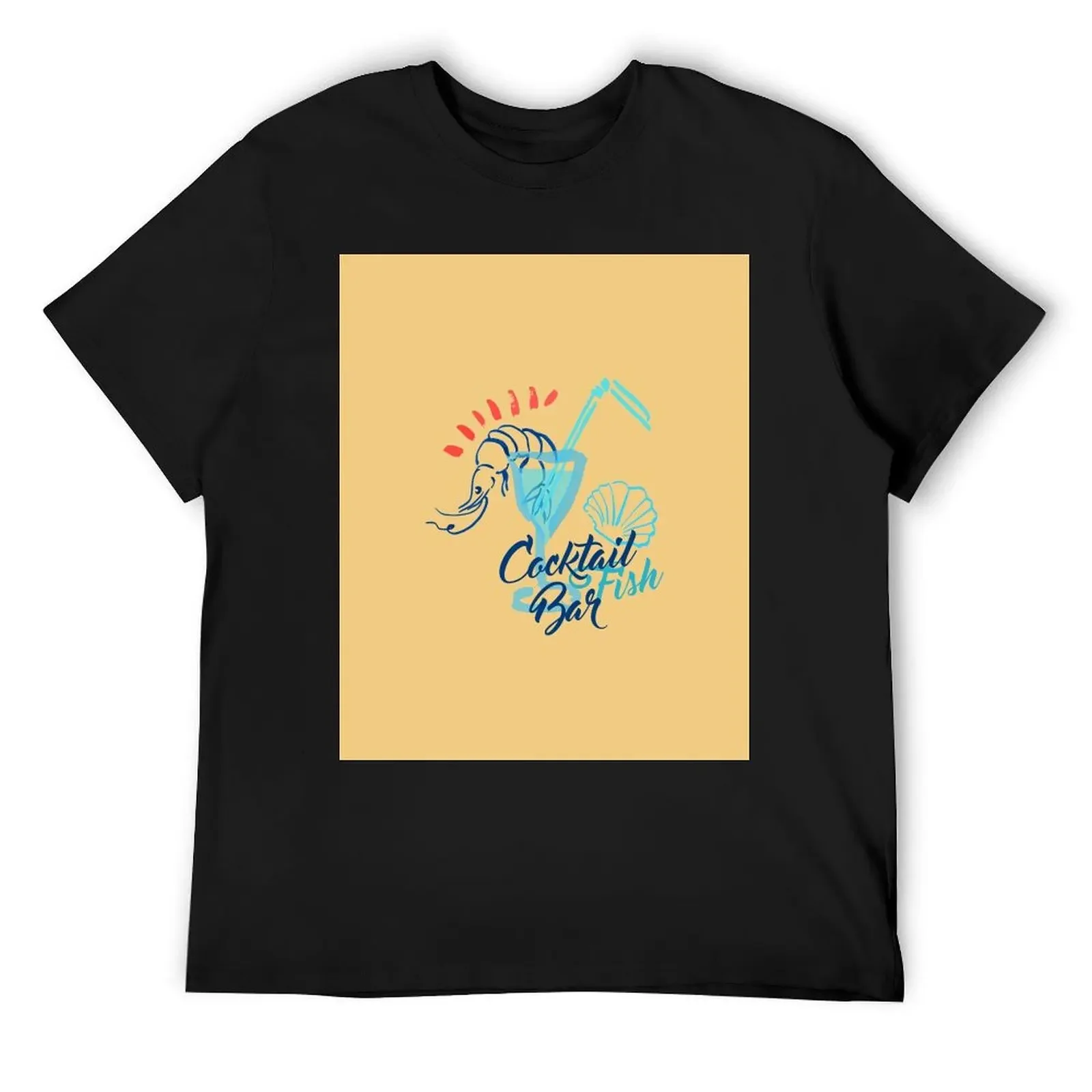 

Cocktails Bar and Fish Red Blue Beach T-Shirt sweat essential t shirt hippie clothes funny t shirts men