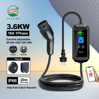 Portable Adjust 3.6KW 16A EV Charger Type 2 EU Standard Tuya App Wifi Charging Electric Vehicle Hybrid PHEV Cars 20M