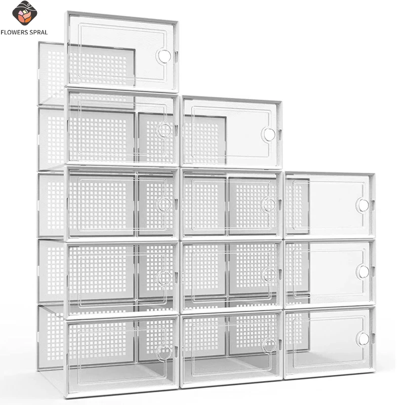6 Transparent Shoe Boxes, Thickened Foldable Dustproof Stor…