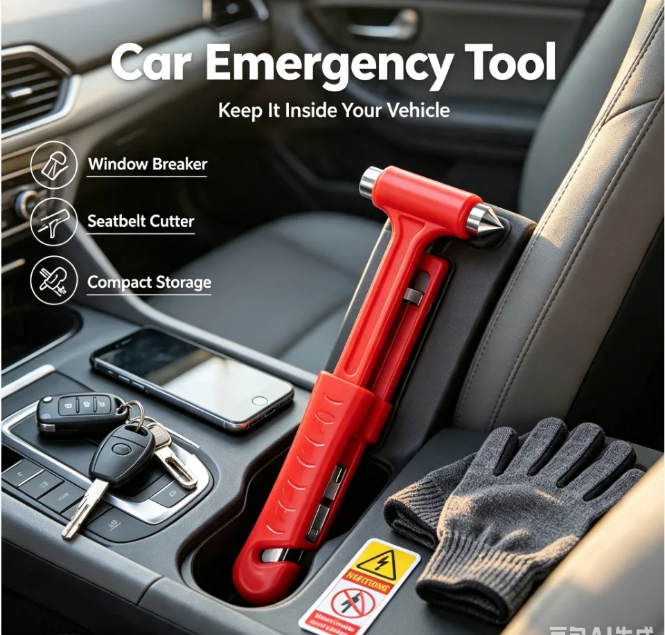 3 In 1 Car Safety Hammer Window Breaker Escape Emergency Universal Cars Buses Trucks Glass Breaking Seat Belt Cutter Tools