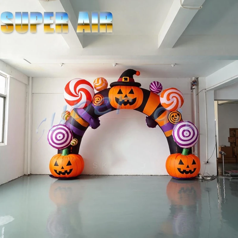 Customizable Halloween Inflatable Pumpkin Candy Arch for Yard, Mall, Lawn, Haunted House, Theme Park Party Decor