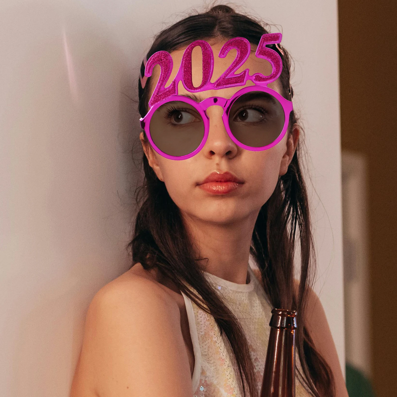 

2025 Digital Eyeglasses Party New Year Photo Prop 2025 Number Eye Wear Happy New Year Glasses Kit PC Material Compact Size Wear