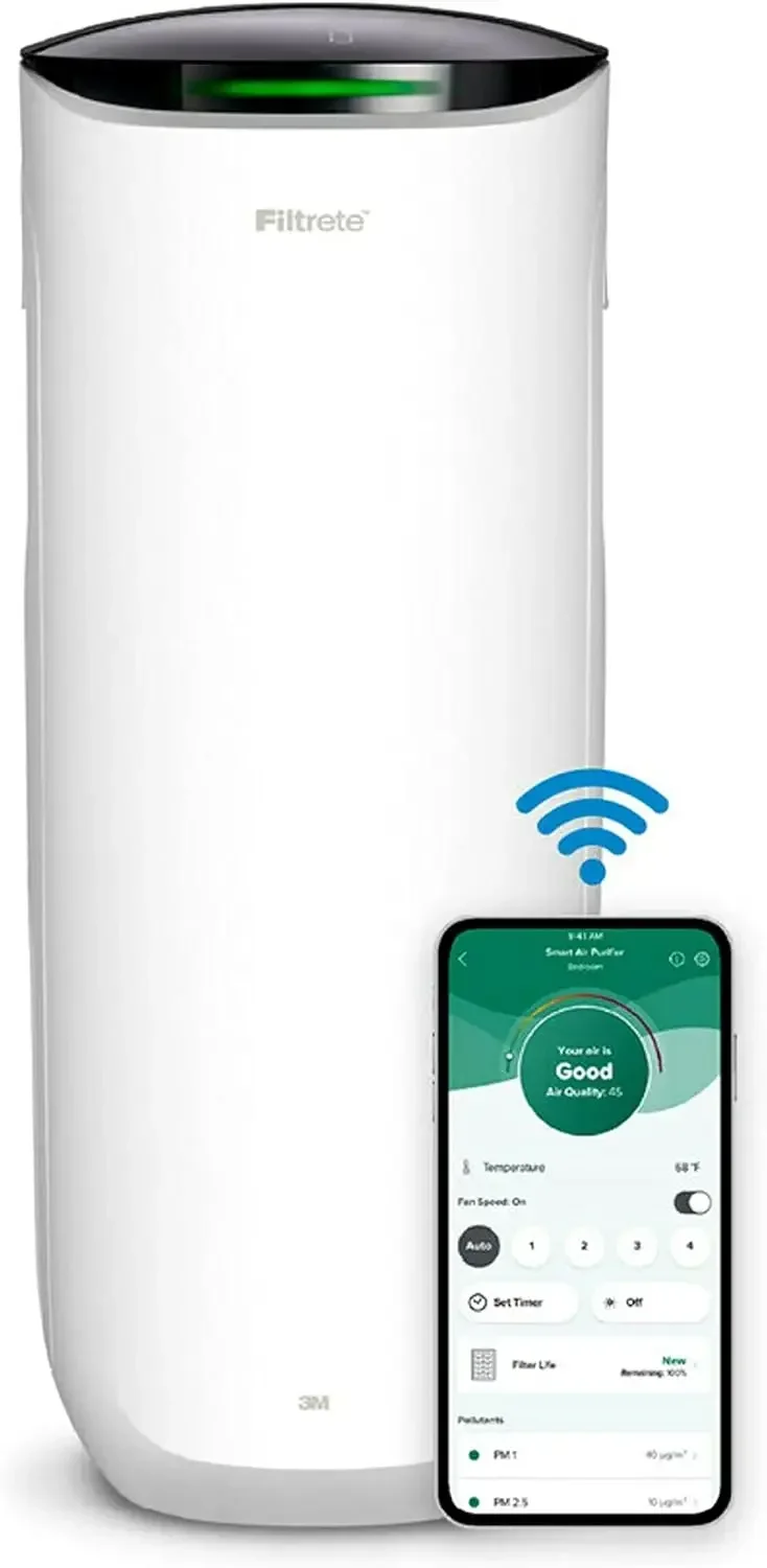 Smart Air Purifier & Air Quality Monitor for Large Rooms, up to 310 sqft, Alexa enabled, Wi-Fi Simple Setup, True HEPA Filter