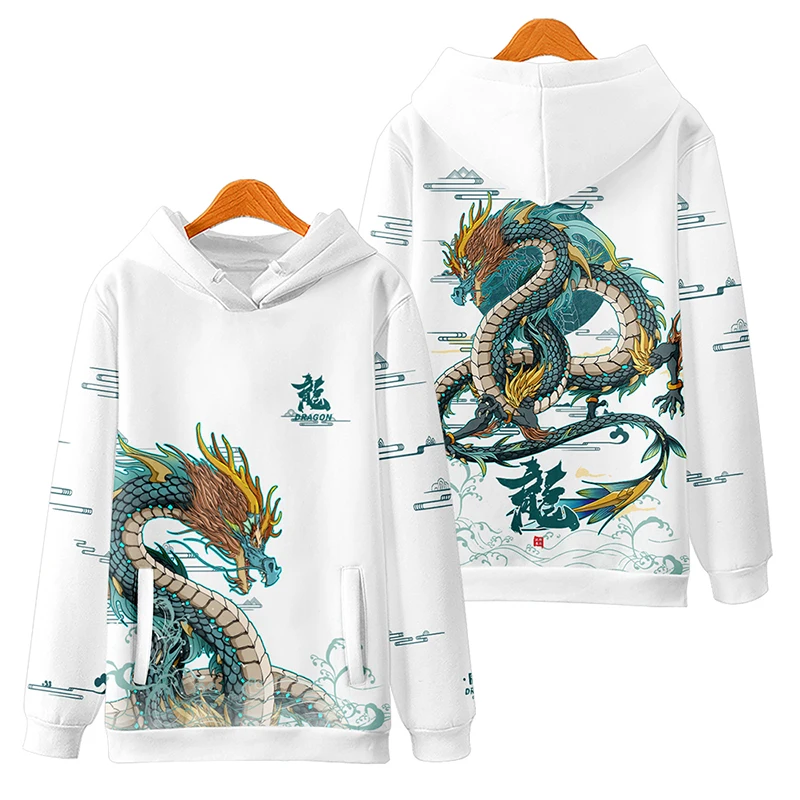 China-Chic Year of the Dragon Autumn and Winter Hooded sweater jacket pullover New Year celebration New Year clothes loose