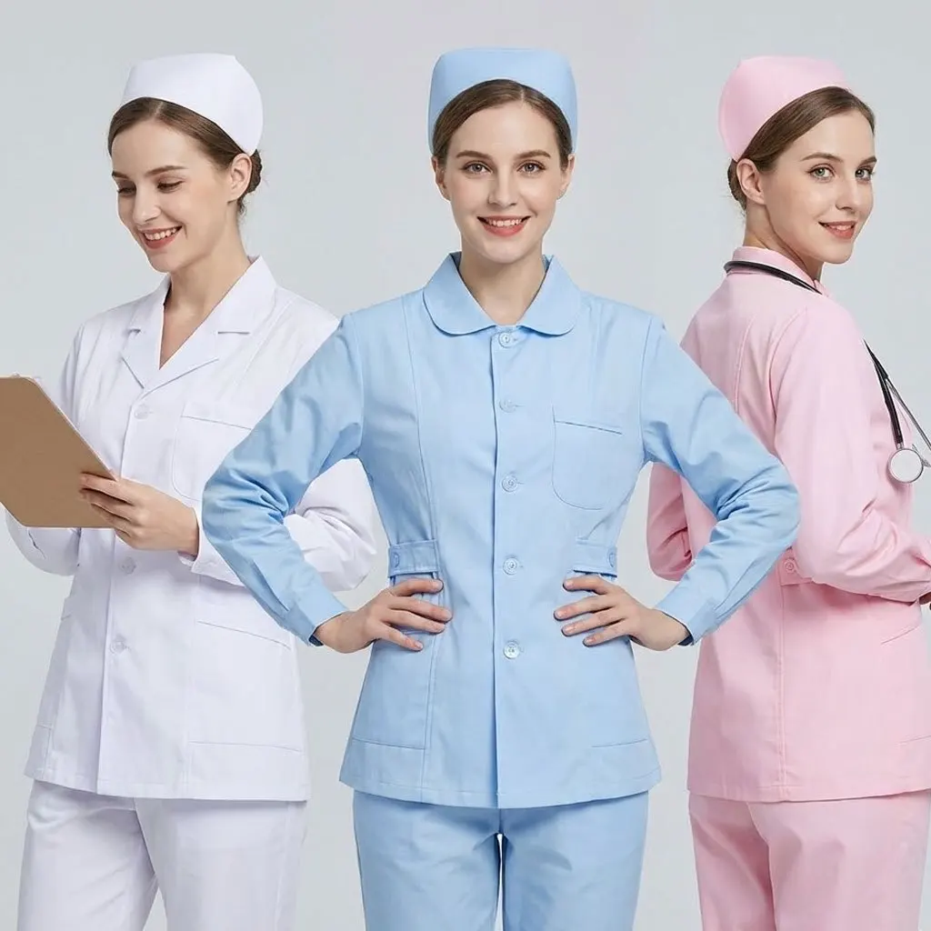 

Women's Long Sleeve Scrub Top- Snap Front Nursing Uniform Warm-up Coat with Knit Cuffs & Pockets