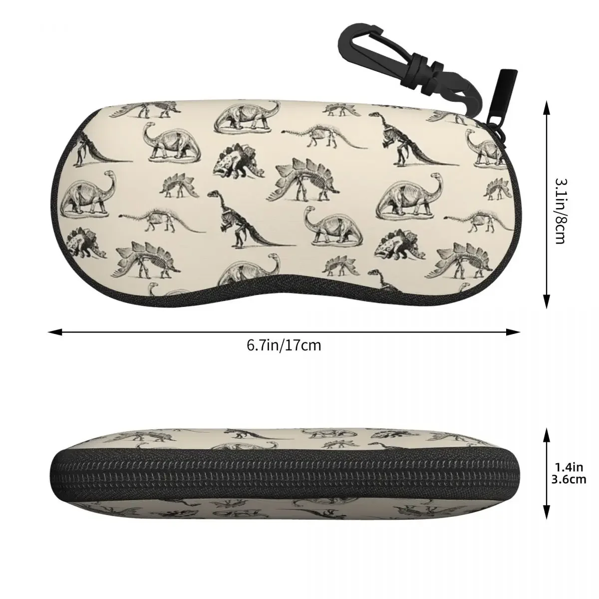 Vintage Museum Dinosaur Skeleton Illustrations Shell Glasses Case Protective Sunglasses Box Women Men Soft Eyeglass Bag Pouch