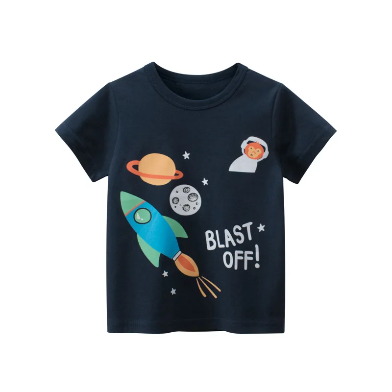 

Summer Toddler Boys Short Sleeve T-Shirts Kids Cotton Clothes Boy Cartoon Space T-Shirts Children Tops Tee Boutique Outfits