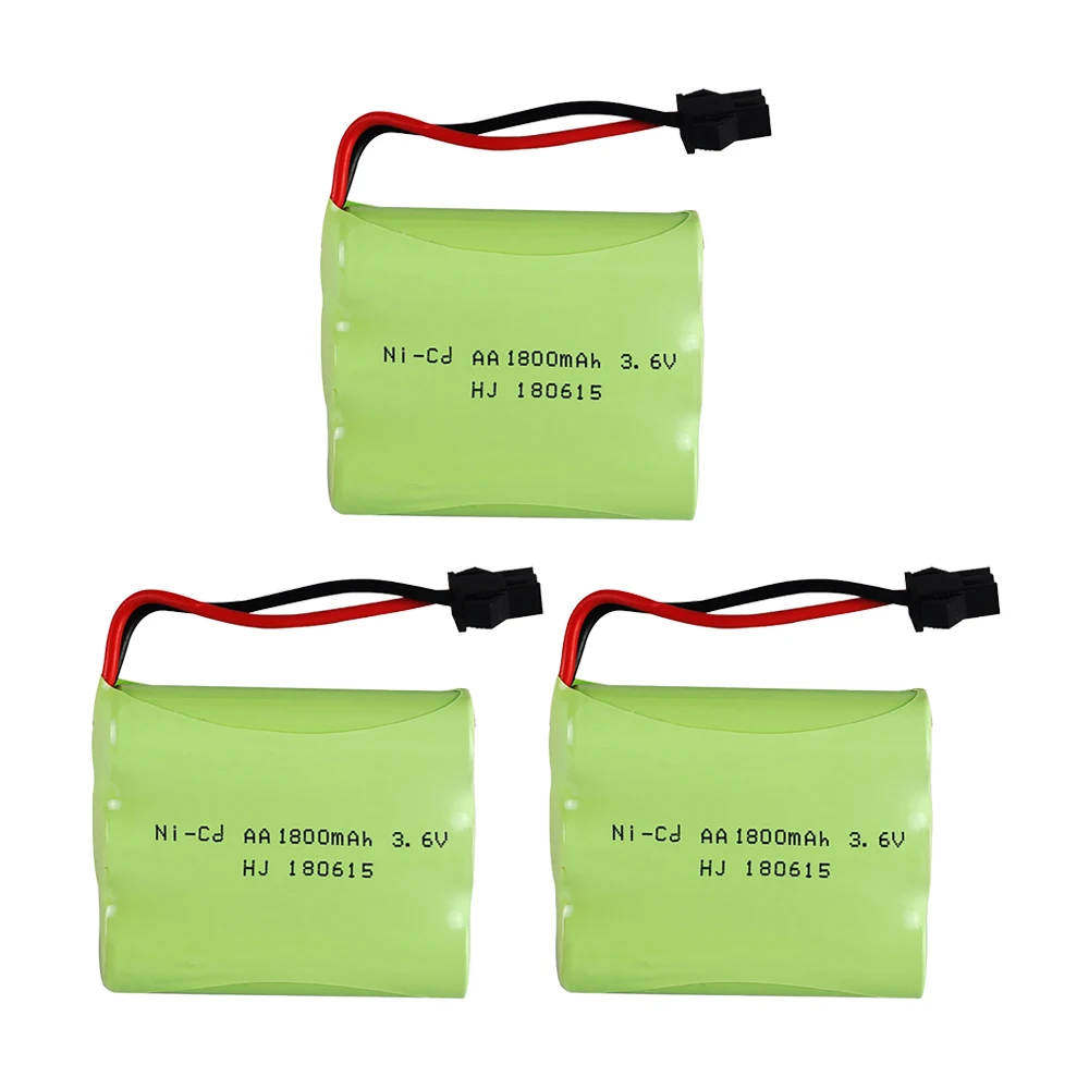 Batería ni-cd de 3,6 v y 1800mah para juguetes Rc, tanques de coches, trenes, pistolas, batería recargable NICD de 3,6 v para barcos RC, batería de 1 a 10 Uds.