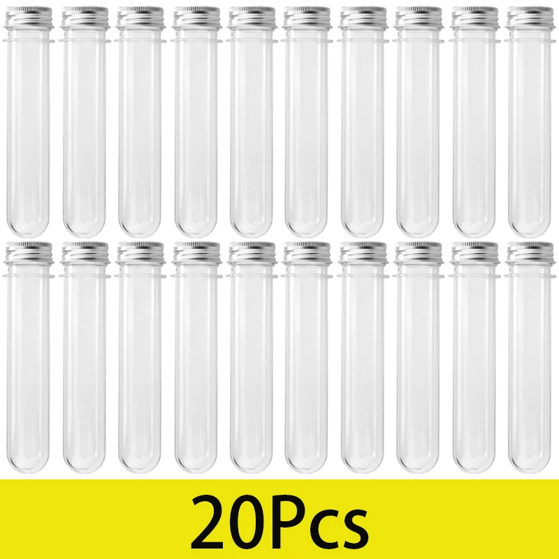 

20Pcs 40 ML Test Tubes Storage Caes Plastic Test Tubes with Screw Caps Clear Test Tubes for Science Party Gumball Candy