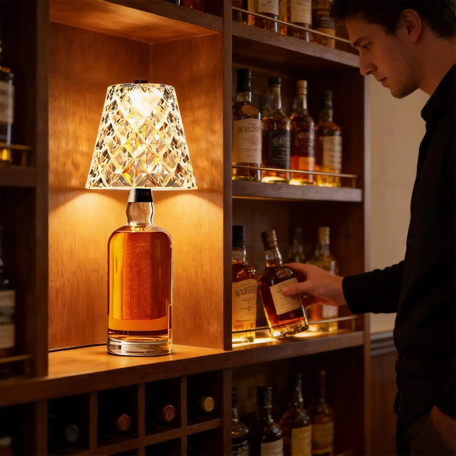 3-Color Dimmable Wireless Bottle Lamp USB Rechargeable LED Wine Bottle Light Cordless Table Decor Lamp For Bedroom Living Room