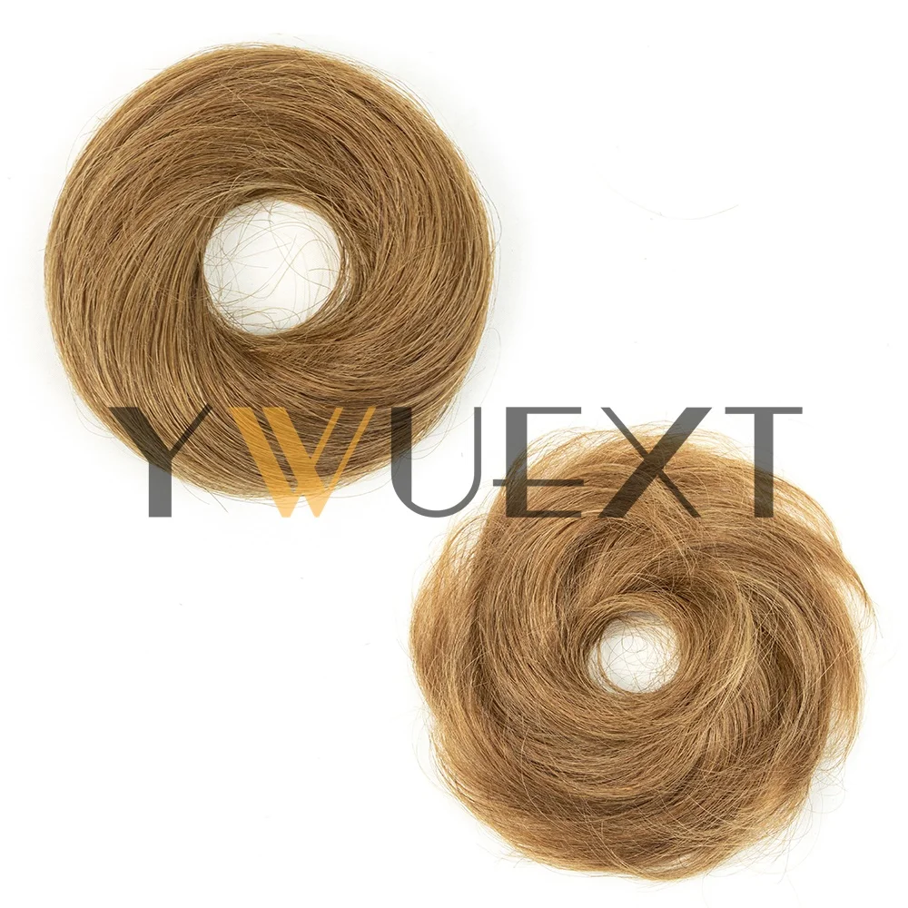Chignon en cheveux humains naturels brun clair, postiche Remy pour queue de cheval, extensions de cheveux brun noir blond, pour femmes