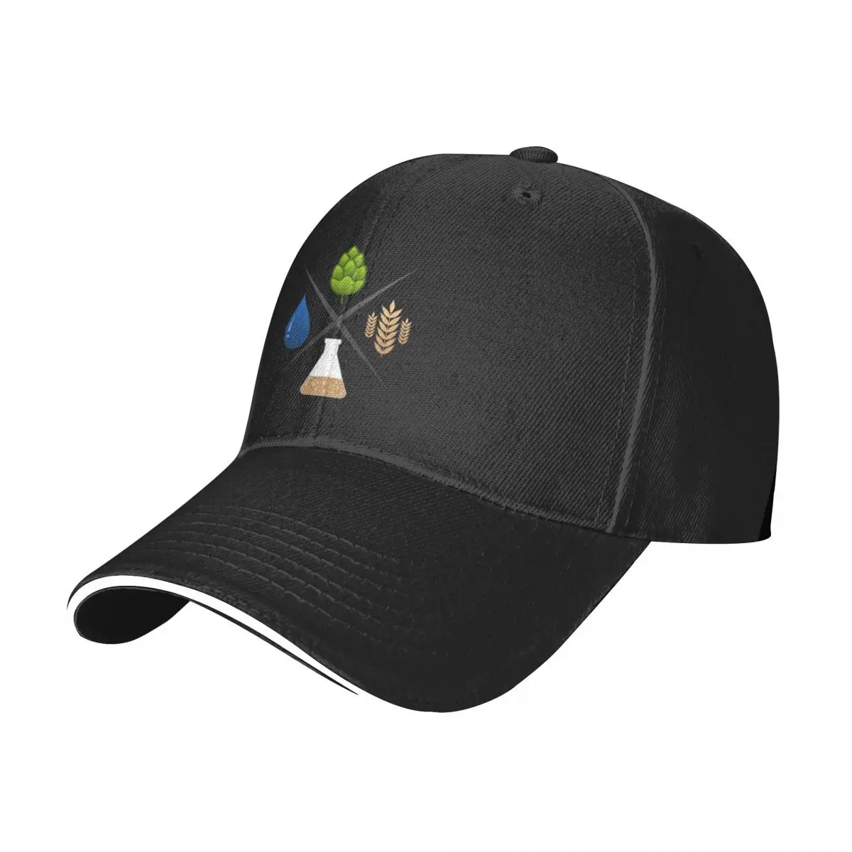 Homebrewing Ingredients Water, Grain, Hops and Yeast Baseball Cap Luxury Hat black Caps Male Women's