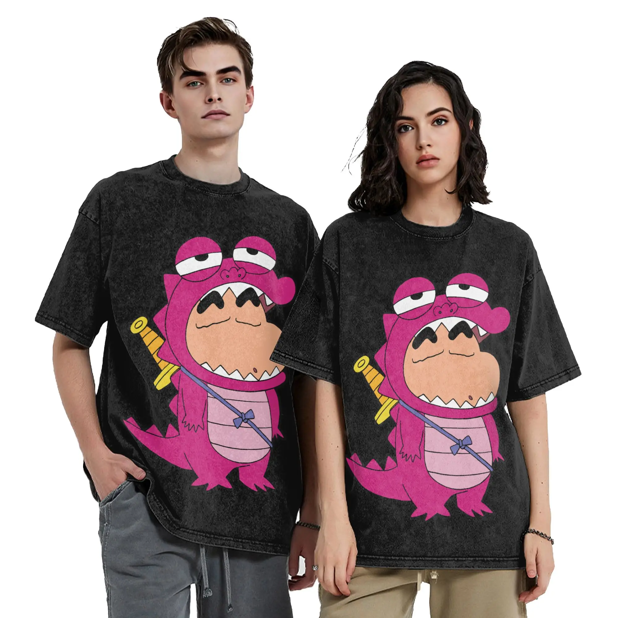 Crayons Shin-Chans Anime Washed T Shirt Streetwear Vintage T-Shirt  Tees Men Women 100% Cotton Oversize Graphic