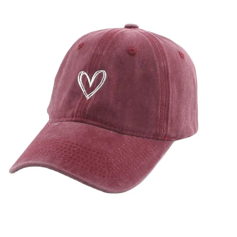 Fashion Outdoor Sport Baseball Caps For Men Women Love Heart Embroidery Snapback Cap Washed Cotton Dad Hat