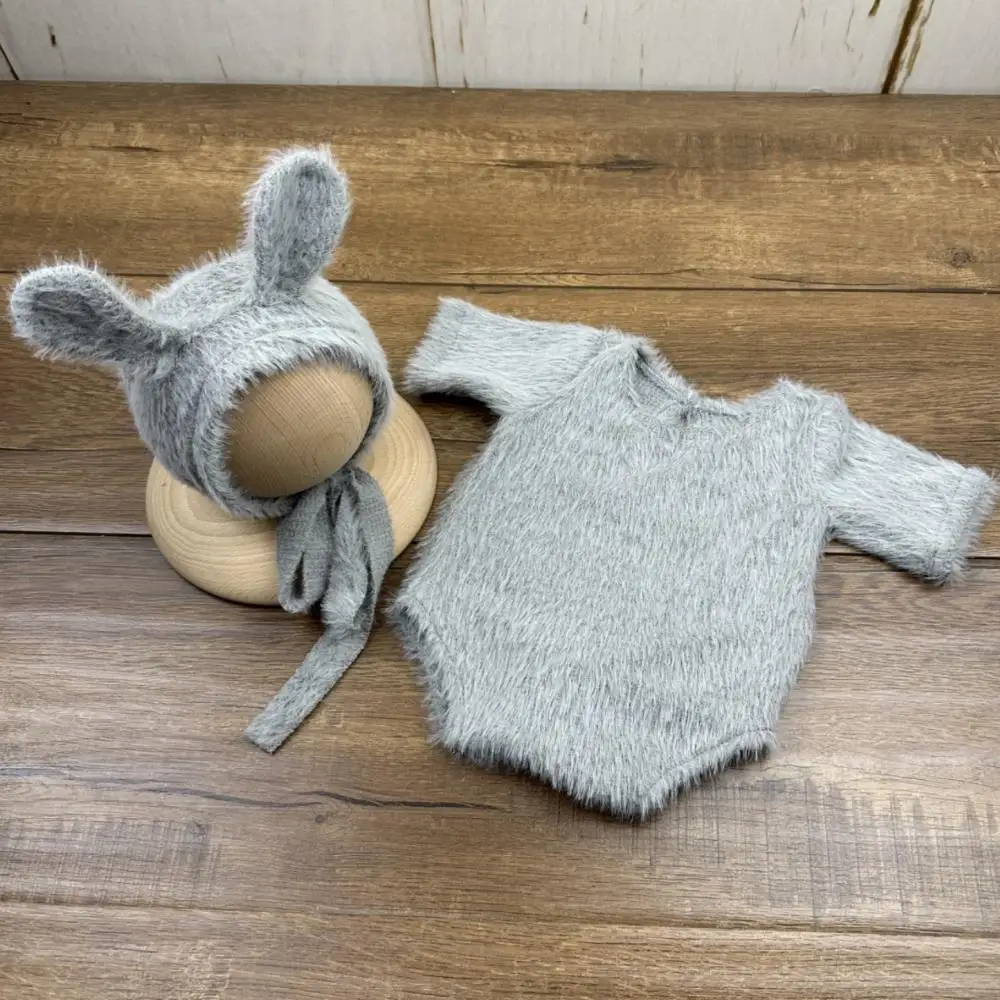 Soft Knitted Newborn Photography Props Adorable Lightweight Knitted Outfit Cute Cosplay Rabbit Prop