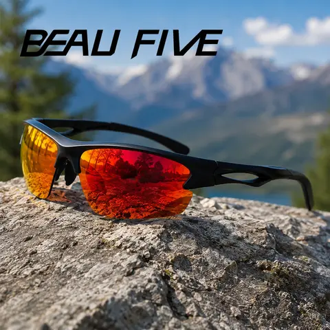BEAU FIVE Polarized Square Sunglasses Men Women UV400 Mirror Lens Fashion Outdoor Driving Fishing Cycling Travel Beach Glasses