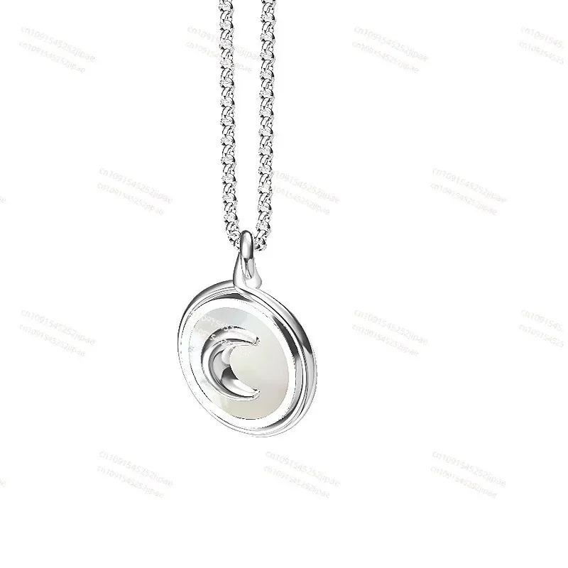 The Moon Represents My Heart Tibetan Character Projection Necklace Pendant White Fritillary Light Reflection  925 Silver Custom