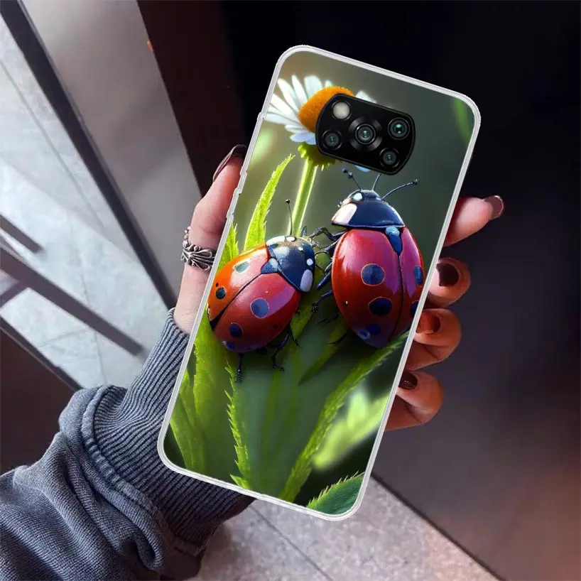 Insect Seven-Star ladybug Phone Case For Xiaomi Poco X6 X5 X3 Nfc X4 GT M5S F6 F5 Pro M3 F3 F2 F1 M4 F4 5G Soft TPU Back Cover X