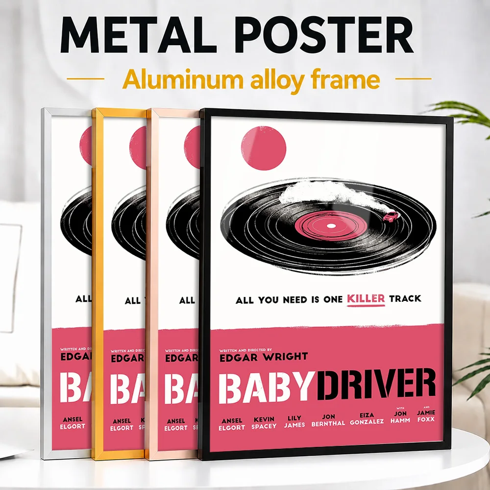 Baby Driver Movie Framed Aluminum Metal Poster Customized Photo Dramatic Story Style Wall Art For Studio Memorable Viewer Gift