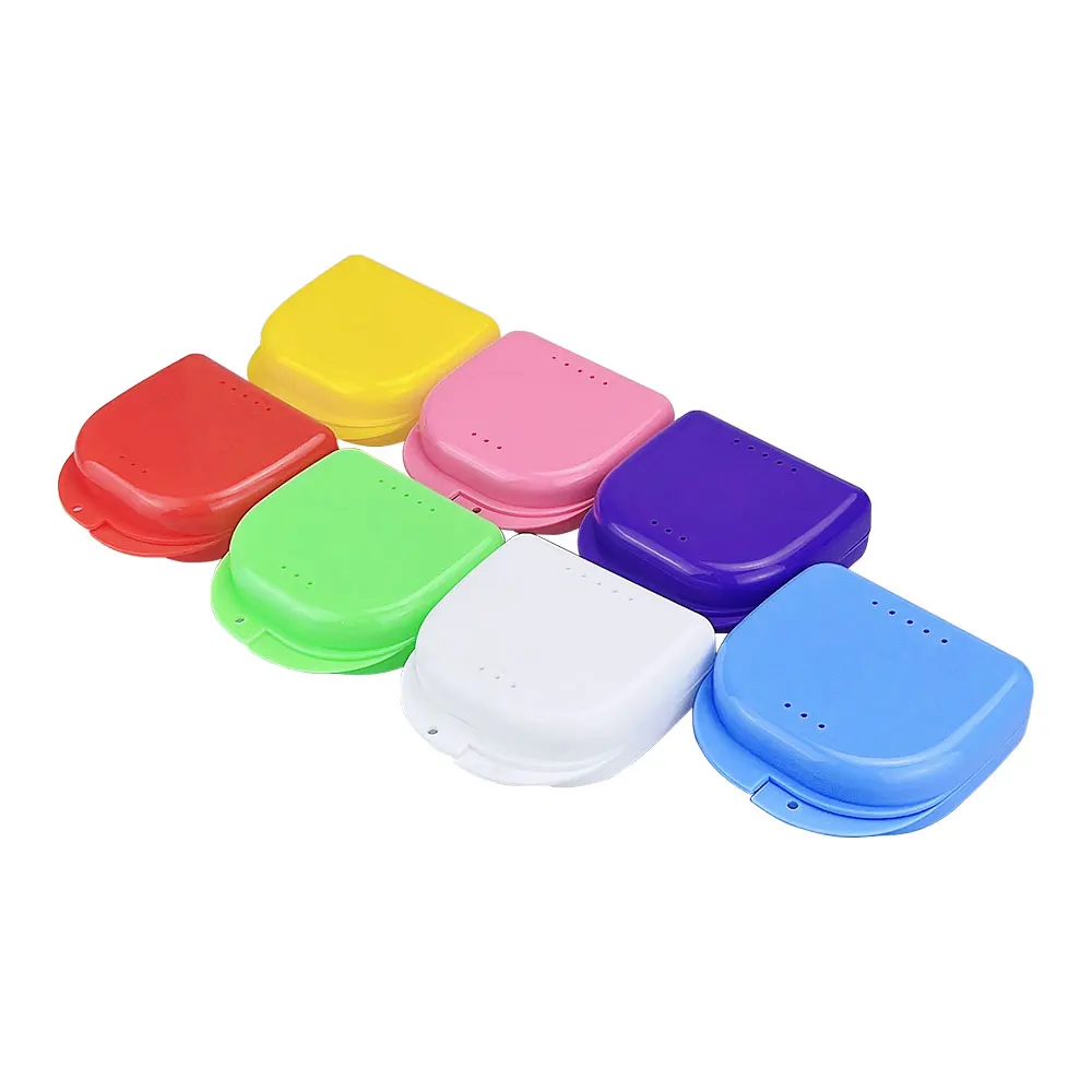 10pcs Denture Box Tray Case Dental Orthodontic Retainer Color tray Storage Box Air Vent Holes Dental Teeth Retainer Box