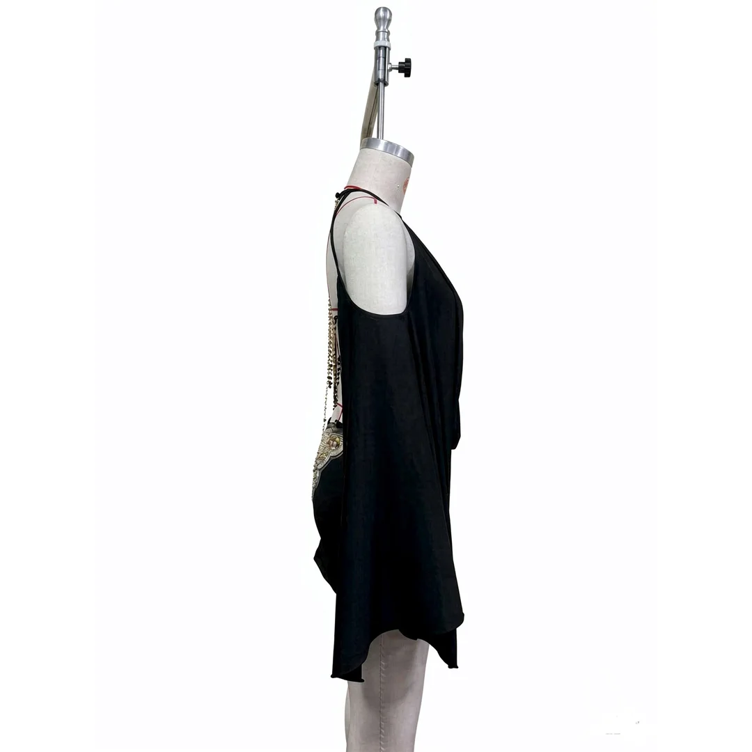 Rückenfreie, mit Schmetterlingen bedruckte, gehäkelte Tunika, Strandkleid, Strandmode, Damen V8449 – Detail 8