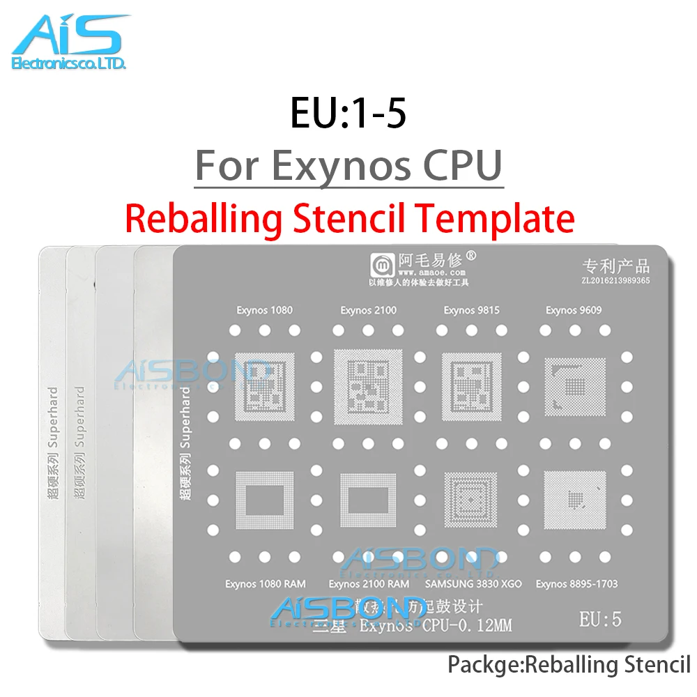 BGA Reballing Stencil For Samsung CPU Exynos 1080 9815 3830 8890 5430 7880 7884 7885 8895 9810 9820 7580 3470 7570 9611 980 5430