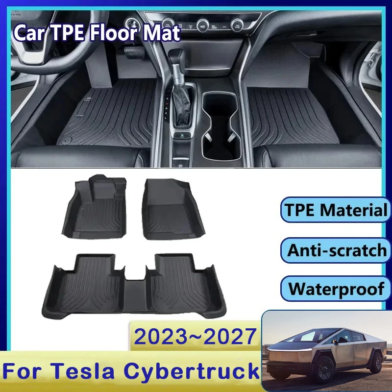 

TPE Car Floor Mats For Tesla Cybertruck 2023 2024 2025 2026 2027 Waterproof Pad LHD Foot Carpets Footpad Covers Auto Accessories