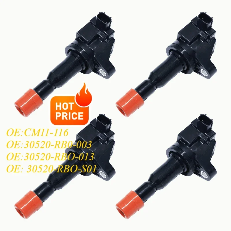 4PCS Ignition Coils For Honda FIT 1.5L JAZZ 3 2008- CITY V CR-Z 1.5 CM11116 CM11-116 30520RB0003 30520-RB0-003 30520RB0S01 UF626