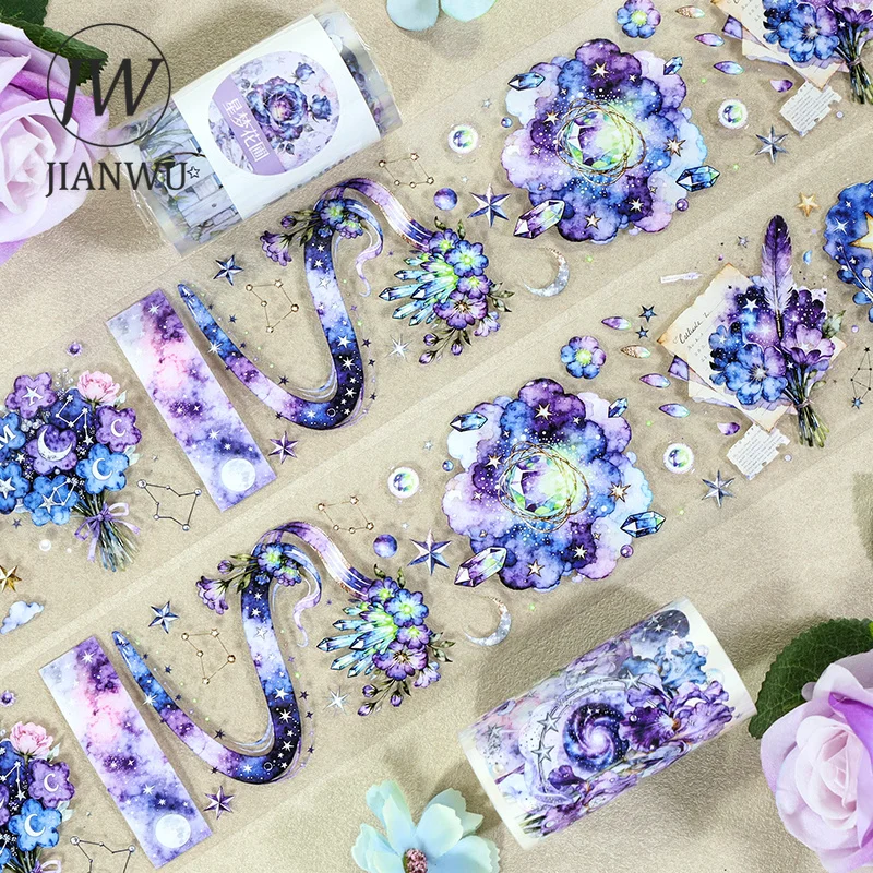 JIANWU 70mm*200cm Vintage Dream Flower Star Landscape Material Collage Scrapbooking PET Tape Creative DIY Journal Stationery