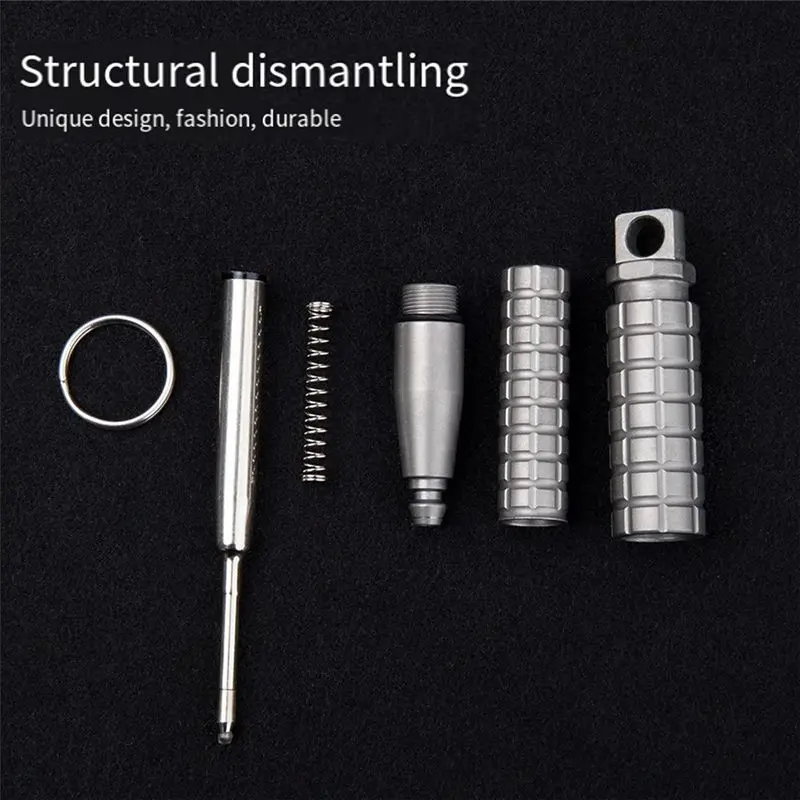 J1UL1N Multifunctional Titanium Alloy Mini Pocket Pen Outdoor Portable Pen Key Chain Pen Portable Writing Pen