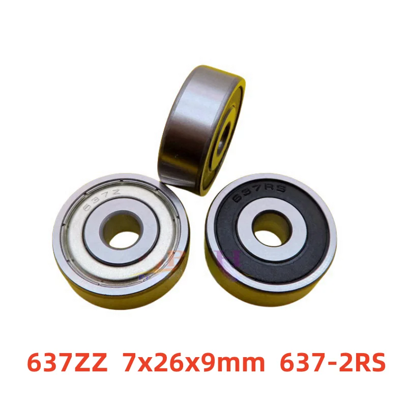 

50pcs 637ZZ 637-2RS shielded deep groove ball bearing 637Z 637RS 637 -2Z 7*26*9 miniature steel ball bearings 7x26x9 mm