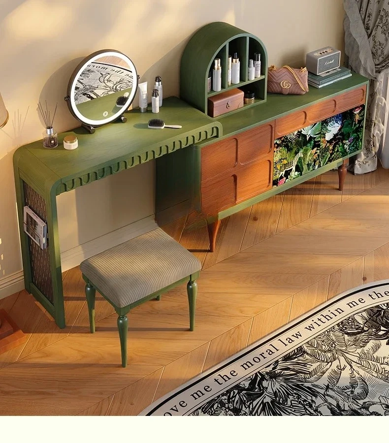 

Dresser, chest, integrated French retro bedroom, retractable solid wood dresser