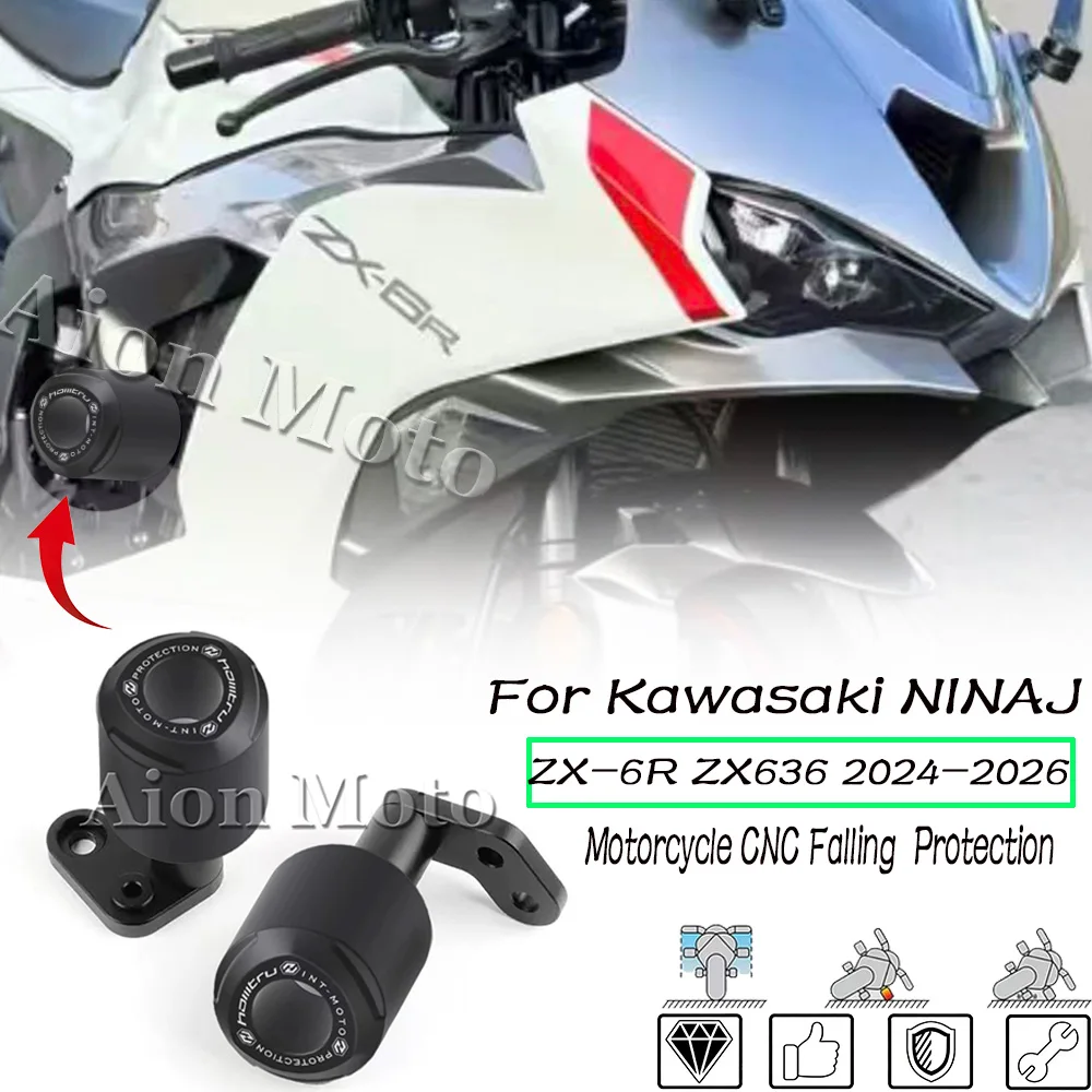 

For Kawasaki ZX-6R 2024 2025 2026 NINAJ ZX6R ZX636 Motorcycle Falling Protection Frame Slider Fairing Guard Crash Pad Protector