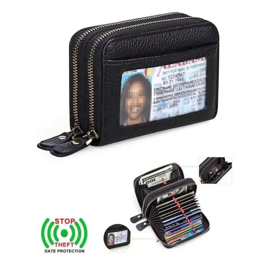 

Casual Genuine Leather - Blocking Protection Sleek Coin Pouch & Card Holder Fashionable Clutch & Coin For Women Wallet Purse Wal