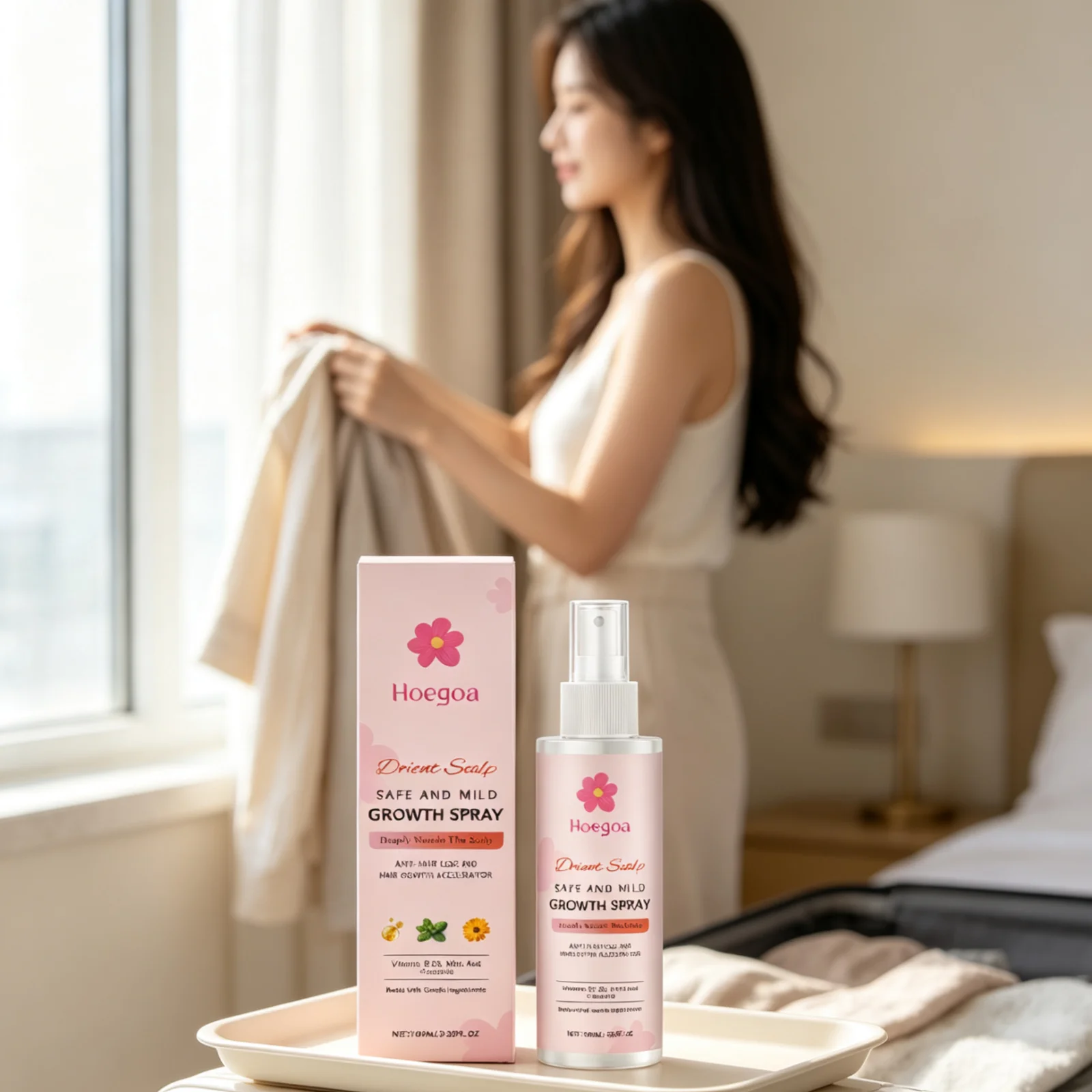 Hoegoa Hair Growth Spray Deeply Nourishing Lock in Moisture Plant Extracts Lightweight Gentle Strengthen Hair Care Spray 100ml