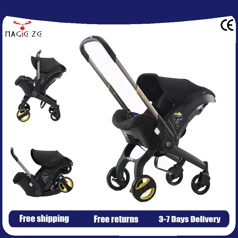 Lightweight Baby Stroller 2-in-1 with Car Safety Seat Foldable Carriage Newborn Travel System Safe and Stable Buggy New Pram