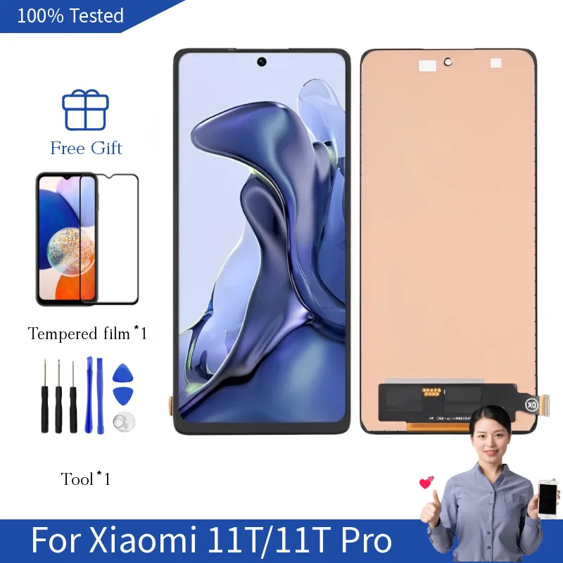 

ЖК-экран Mi 11T для Xiaomi 11T pro, дисплей 2107113SG, сенсорный экран с дигитайзером для 11T, сменный ЖК-экран 6,67 дюйма