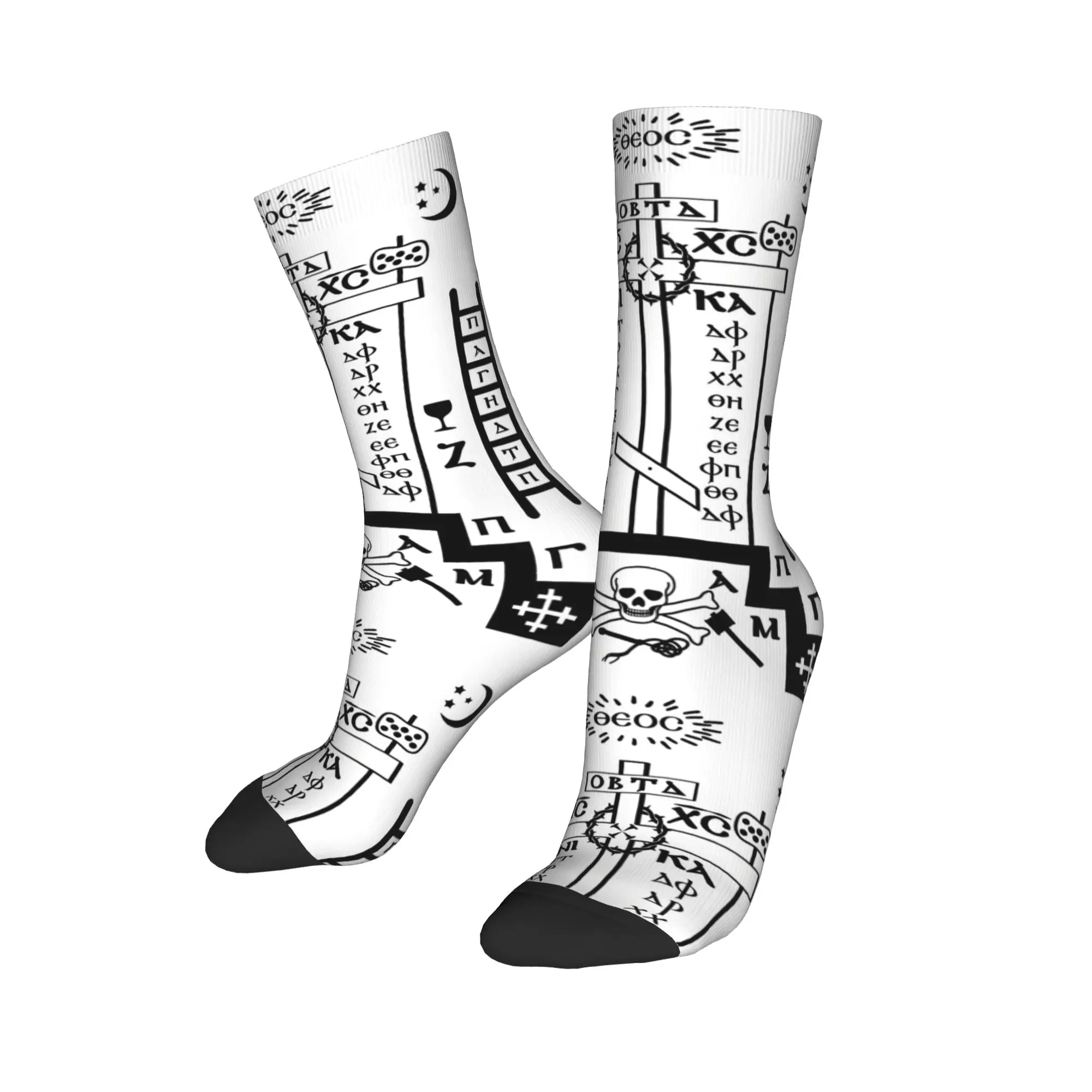 

Custom Harajuku Calvary Cross Socks Men Women Warm 3D Printing Christian Orthodox Monastic Symbol Basketball Sports Socks