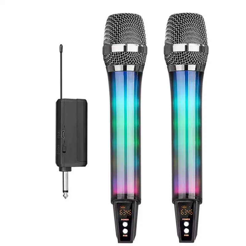 

Беспроводной микрофон ABJF-RGB 2.4G с звуковой картой для прямых трансляций, уличный аудиоплеер для пения и потокового вещания