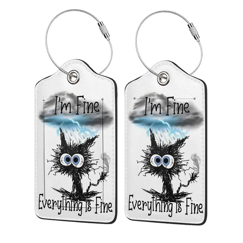 

Free ShippingIt's Fine 2 Pack Luggage Tag for Suitcase Label Cute Funny Unique Leather Suitcase Tags Identifiers with PU Privacy