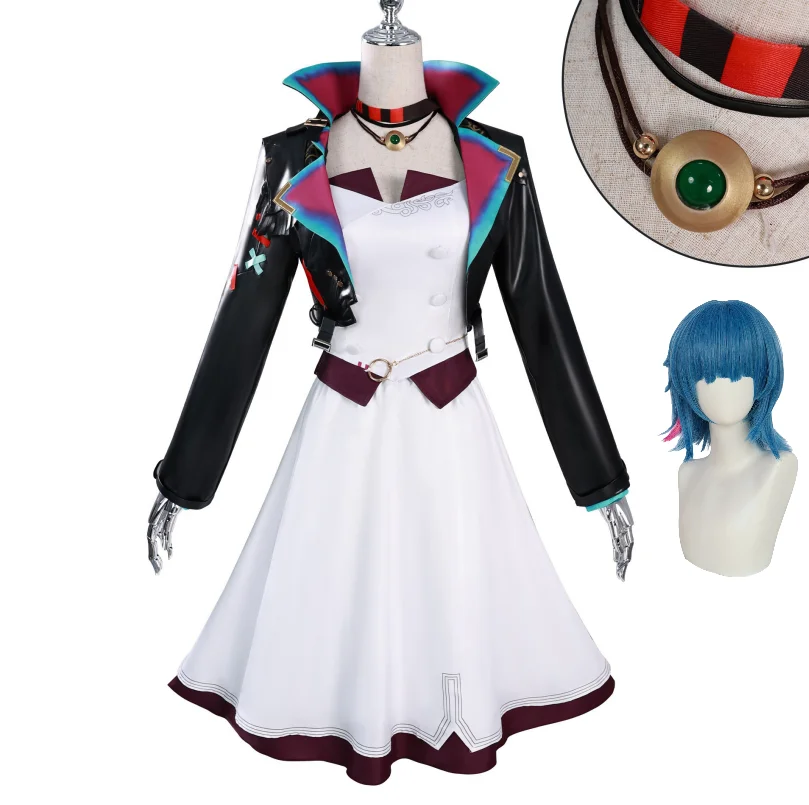 

Аниме LOL порошковый парик Jinx косплей женский костюм для женщин и девочек маскировочная одежда наряды Хэллоуин карнавальный костюм для ролевых игр