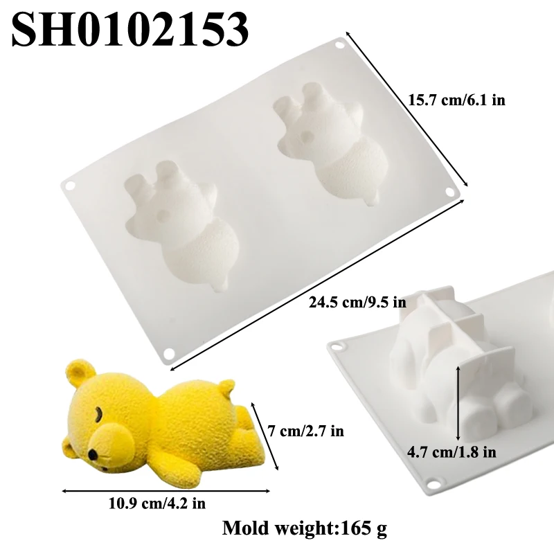 Sleep Bear Mousse Cake Mold 2 or 4 Cells Silicone Cake Mold Dessert Tools Kitchen Baking Supplies Resin Clay Handicraft Mold