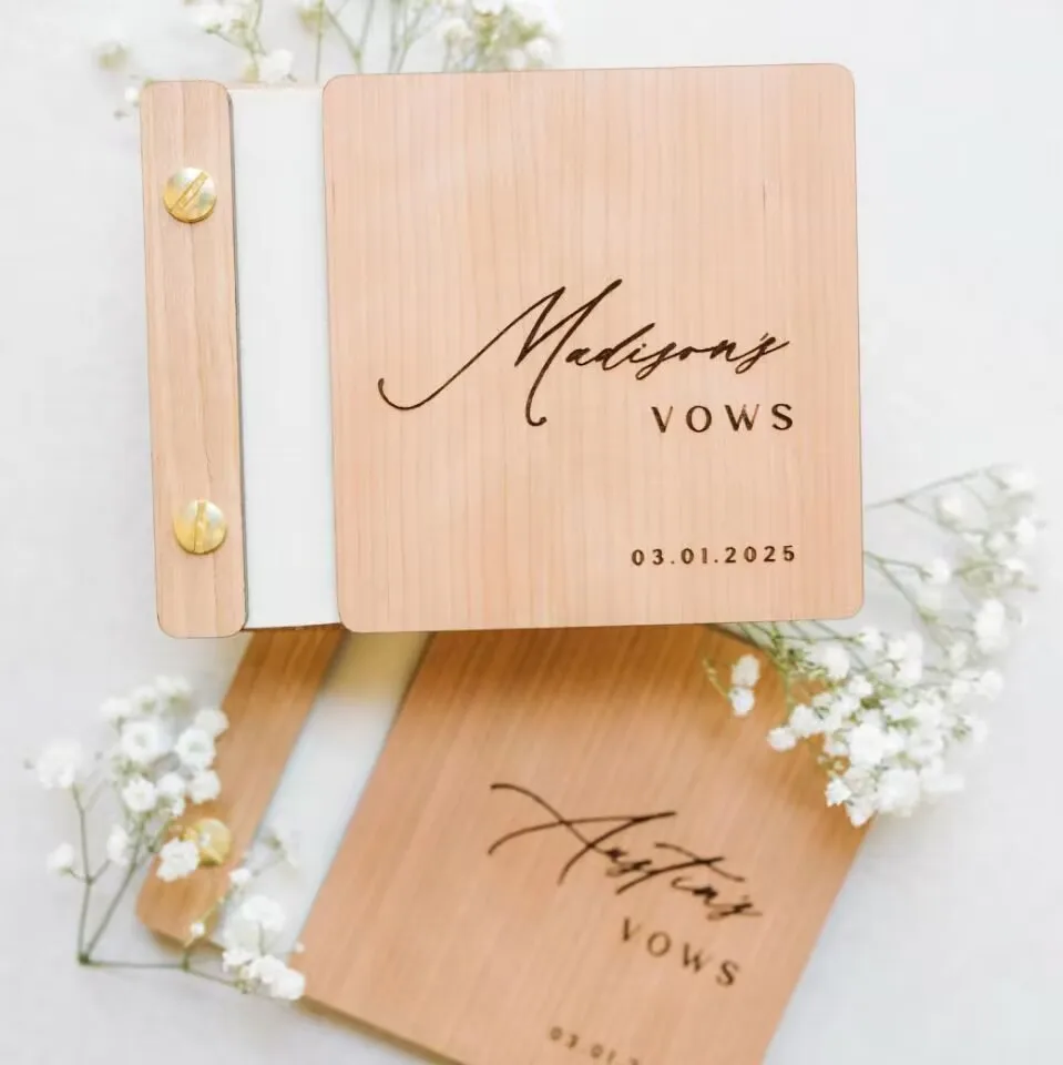 

Personalized Vow Books, Custom Wooden Wedding Vow books set of 2, His and Her vow books, Bridal Shower Gift, Wedding Vows