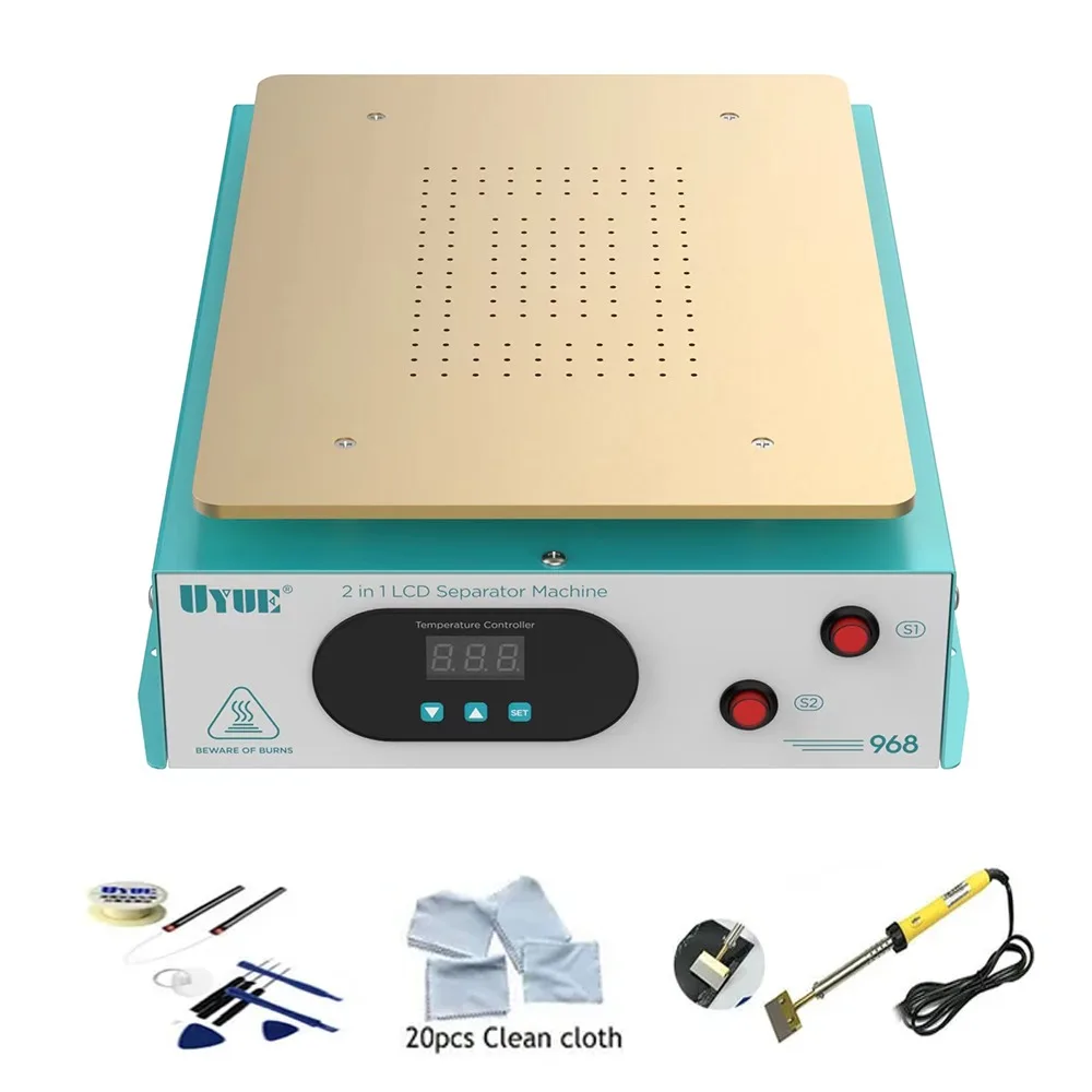 UYUE 968 14-дюймовый встроенный воздушный двойной насос, вакуумный насос, ЖК-сепаратор, ремонт экрана для iPad/Samsung, комплект машин для ремонта планшетов