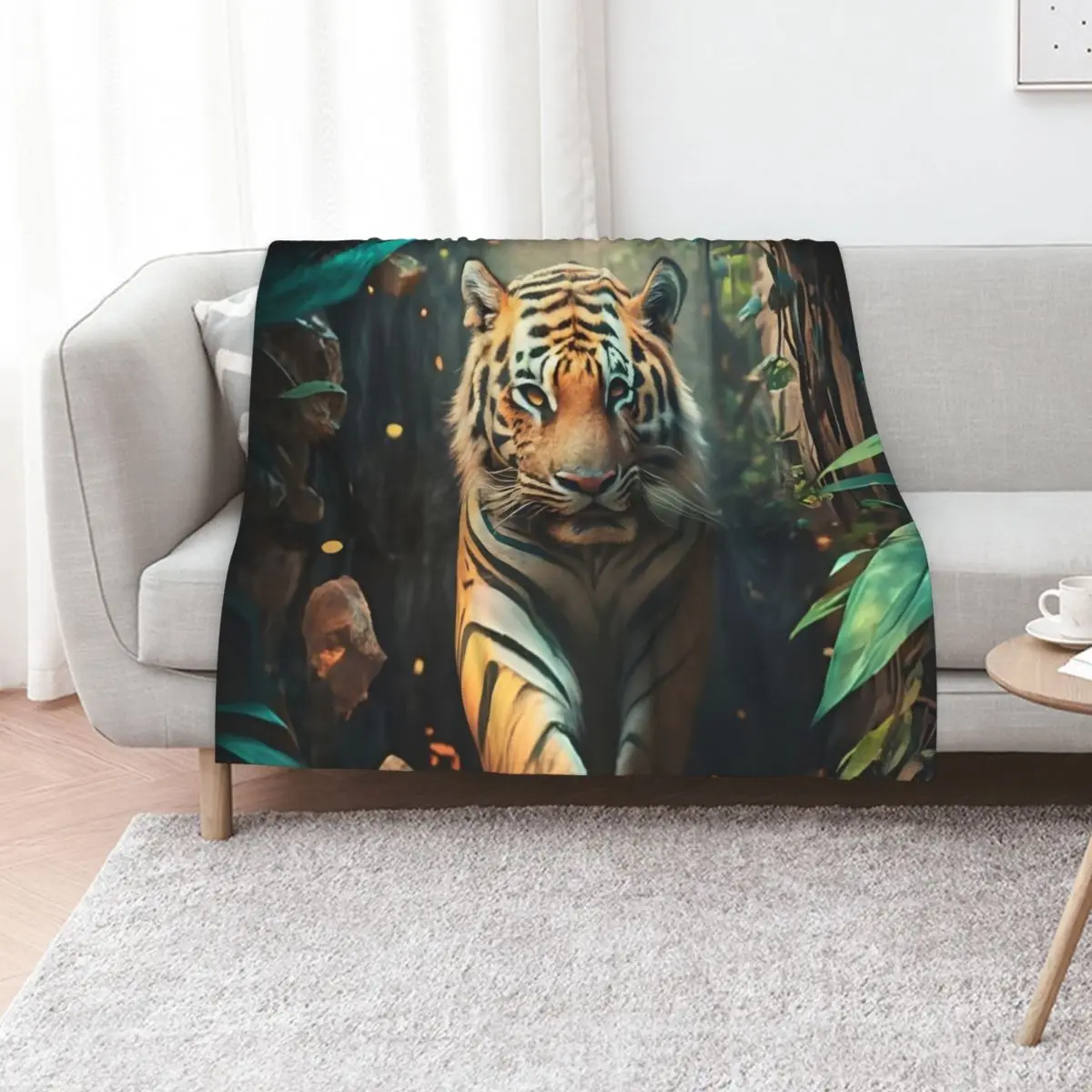 However, just as the tiger seemed ready to strike, it turned and walked away, disappearing through a hidden passag Throw Blanket