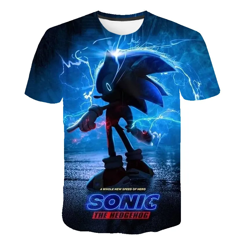 New Summer Sonic Cartoon Boys' Clothing Children's 3D Printing T-shirt Boys' Sonic Top T-shirt Summer Quick Drying Short Sleeves