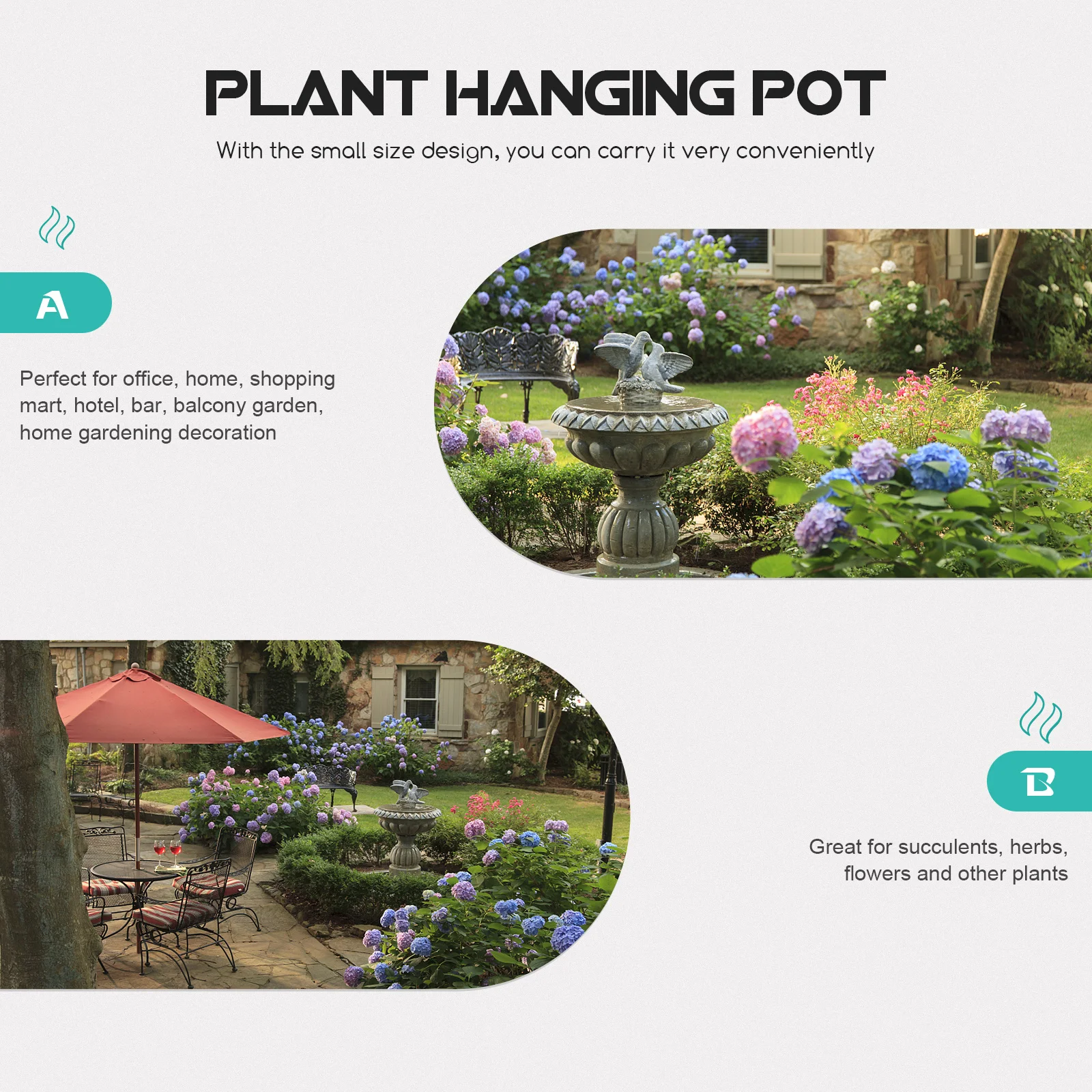 

6Sets Hanging Flowerpot Plastic Succulent Planter Hanging Orchid Pot Balcony Home Garden Decoration Plant Container