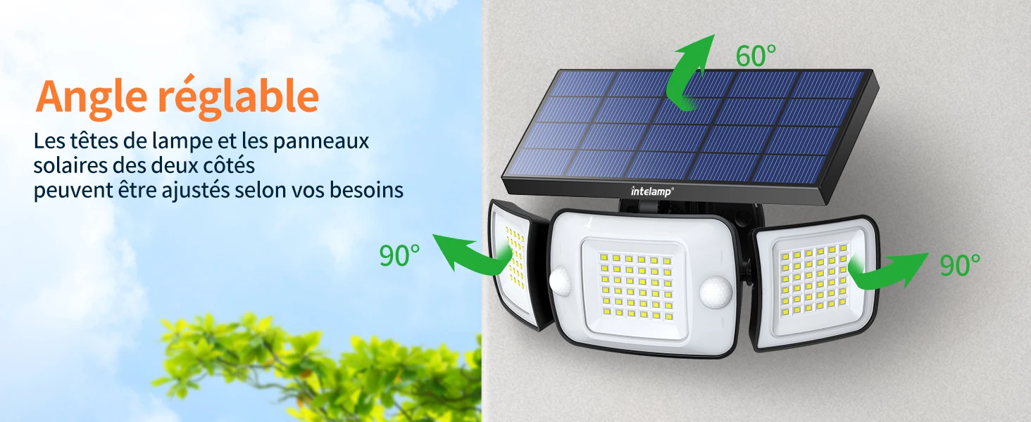 Intelamp Solar-Außenstrahler mit langer Batterielaufzeit (6000 mAh), größerem Solarpanel für schnelleres Laden, zwei Sensoren für breitere und längere Erfassung für Hof und Garage. – Detail 14